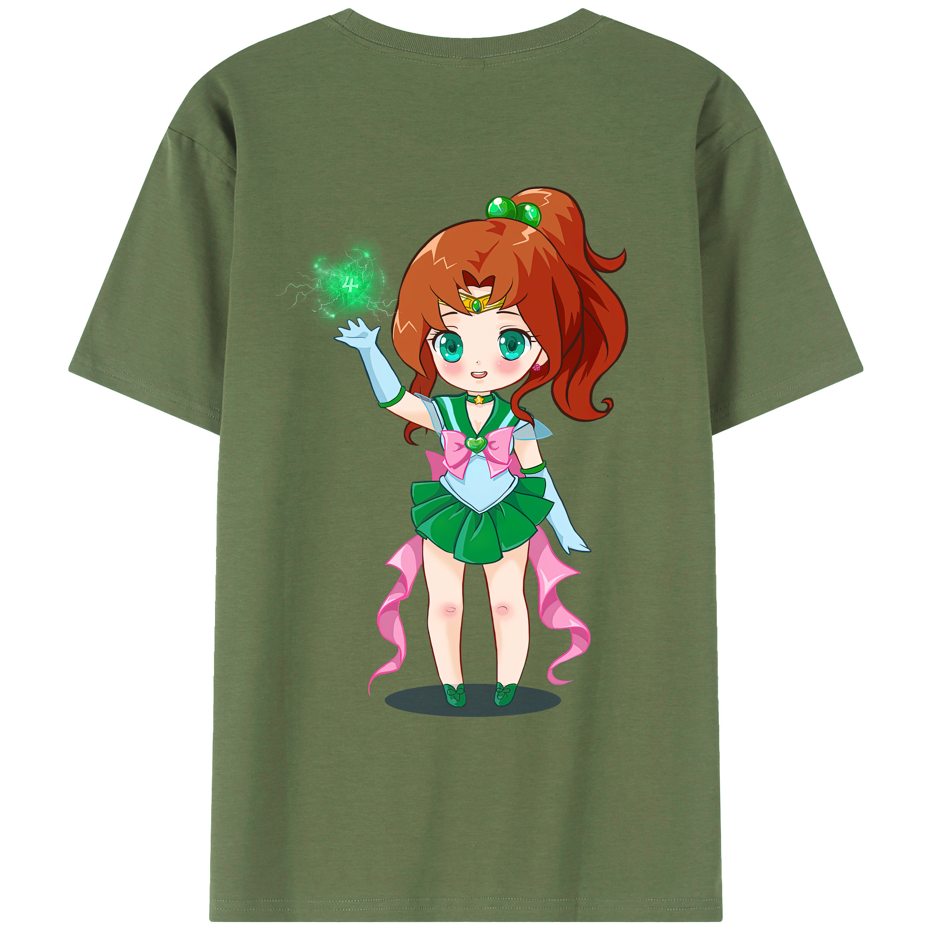 （画像用） 美少女戦士セーラームーン 木野 まこと きの まこと Sailor Moon Kino Makoto （セーラージュピター；Sailor Jupiter） 綿100％ メンズ半袖Tシャツ（バックプリント） 通気性